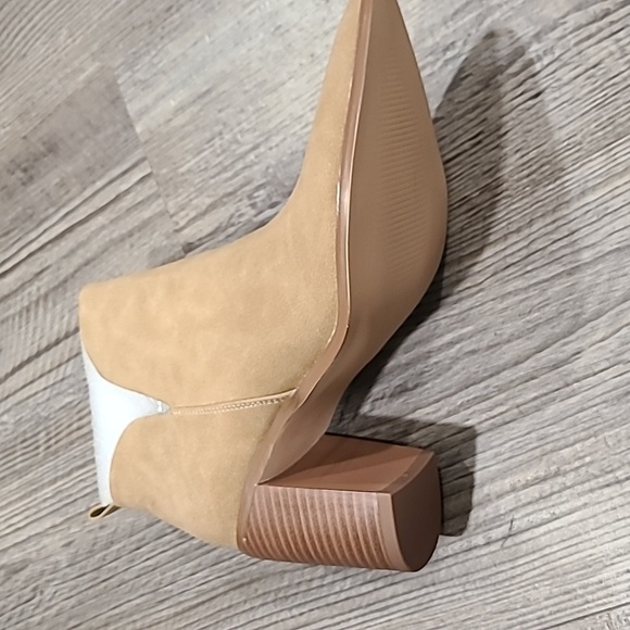 Side V Cutout Suede Chunky Stacked Mid Heel Ankle Boots Size 9.5 by PiePieBuy - Picture 4 of 6